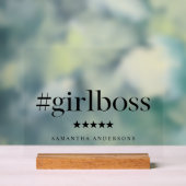 Panneau du bureau "Girl Boss" avec nom (Neutre)