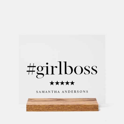 Panneau du bureau "Girl Boss" avec nom (Recto)