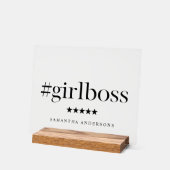 Panneau du bureau "Girl Boss" avec nom (Angle)