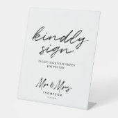 Panneau du livre d'hôtes Mariage de script simple  (Recto)