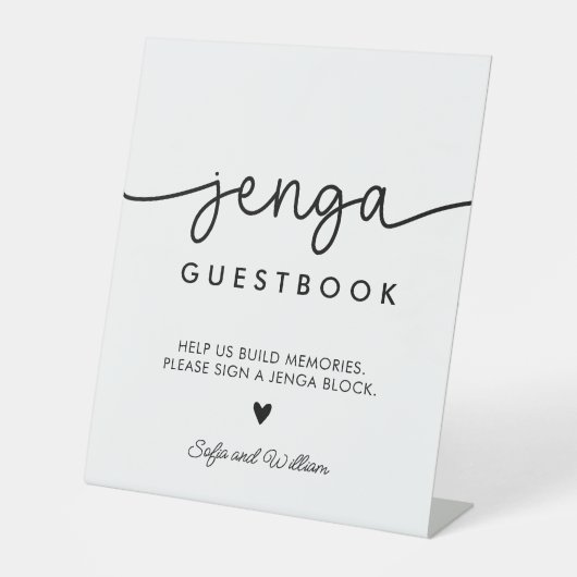 Panneau du livre d'hôtes mariage Jenga (Recto)