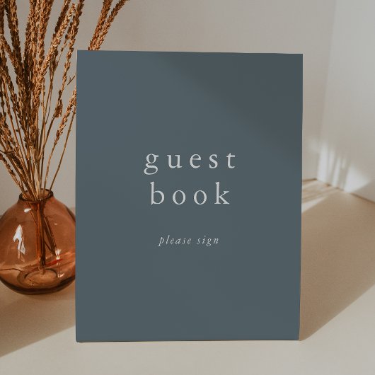 Panneau du livre d'hôtes minimaliste bleu EMELIA M