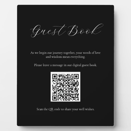 Panneau du livre d'hôtes noir avec plaque de code  (Devant)