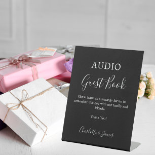 Panneau du livre d'invité audio mariage noir blanc