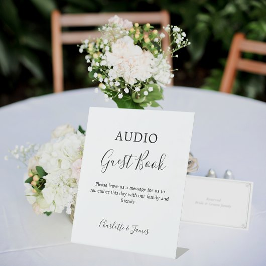 Panneau du livre d'invité audio mariage noir blanc