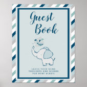 Panneau du livre d'or Baby shower d'éléphant Marin (Devant)