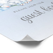 Panneau du livre d'or Blue Floral Elephant Baby sh (Coin)