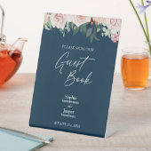 Panneau du livre d'or Blush Floral Navy Mariage (In SItu)