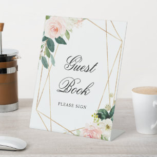 Panneau du livre d'or Blush Pink & Greenery Douche
