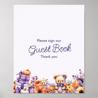 Panneau du livre d'or du Baby shower d'automne du