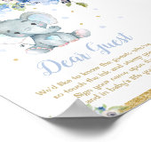 Panneau du livre d'or Elephant Baby shower Boy (Coin)