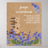 Panneau du livre d'or Floral Rustic Mariage Jenga (Devant)
