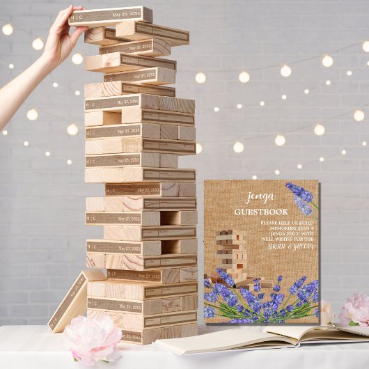 Panneau du livre d'or Floral Rustic Mariage Jenga