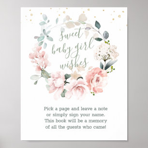 Panneau du livre d'or Floral Wreath Sweet Baby sho