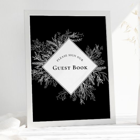 Panneau du livre d'or Mariage Black and White Gree