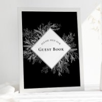 Panneau du livre d'or Mariage Black and White Gree