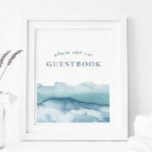 Panneau du livre d'or Mariage Blue Watercolor