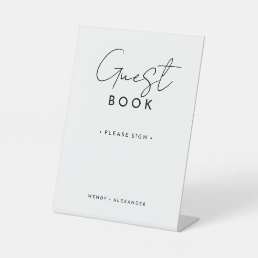 Panneau du livre d'or Mariage de script moderne bl (Recto)