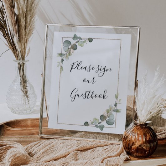 panneau du livre d'or mariage d'eucalyptus aquarel