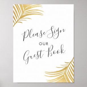 Panneau du livre d'or Palm Feuille Beach Wedding