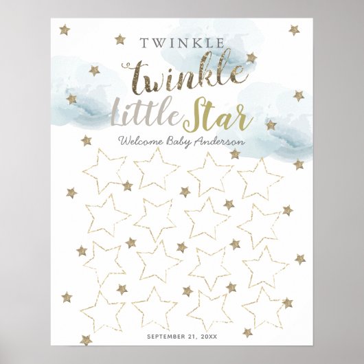 Panneau du livre d'or Twinkle Little Star Blue (Devant)