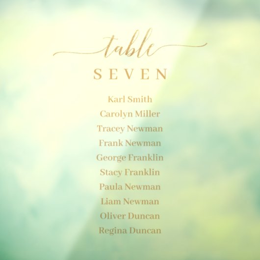 Panneau du Mariage de siège Gold Cling de fenêtre (Feuille 3)