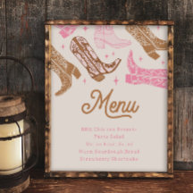 Panneau du menu de la fête de cowgirl