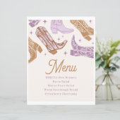 Panneau du menu de la fête de cowgirl pourpre (Debout devant)