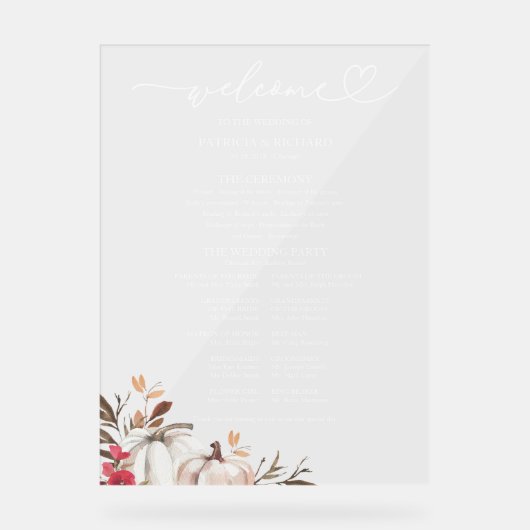 Panneau du programme Mariage de automne citrouille (Recto)
