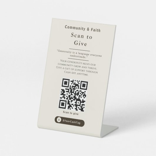 Panneau élégant de code QR pour pourboire | Pourbo (Recto)