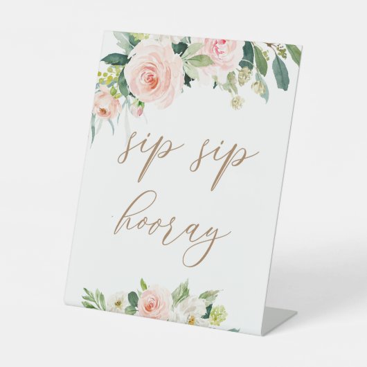 Panneau Élégant Floral Blush Sip Sip Hooray (Recto)