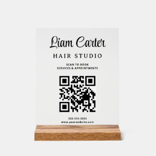 Panneau en acrylique blanc code QR écriture
