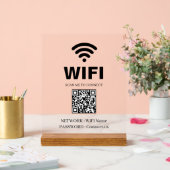 Panneau en acrylique blanc code QR WiFi (Mariage)