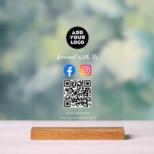 Panneau en acrylique de code QR des médias sociaux (Neutre)