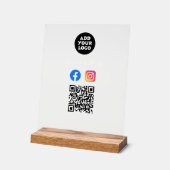 Panneau en acrylique de code QR des médias sociaux (Angle)