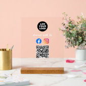 Panneau en acrylique de code QR des médias sociaux (Mariage)
