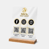 Panneau en acrylique de code QR des médias sociaux (Angle)