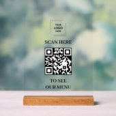 Panneau en acrylique de menu Code QR avec bloc de  (Neutre)
