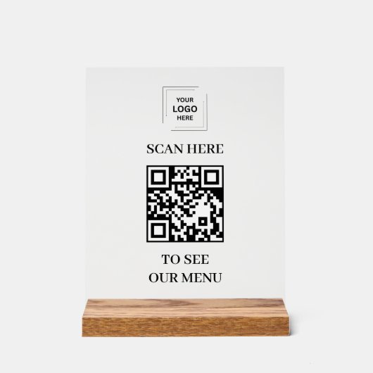 Panneau en acrylique de menu Code QR avec bloc de  (Recto)