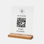 Panneau en acrylique de menu Code QR avec bloc de  (Angle)