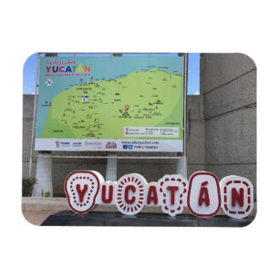 Panneau et carte du Yucatan, Mexique Magnet photo