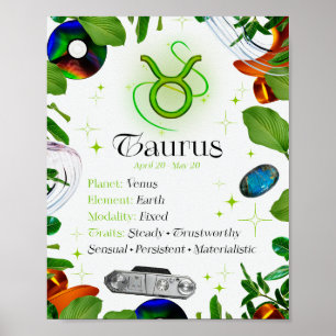 Panneau étoile Taurus Zodiac Y2K Blanc 4:5 Poster