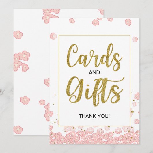 Panneau Fête des mariées Cartes et Cadeaux | Rose (Devant / Derrière)