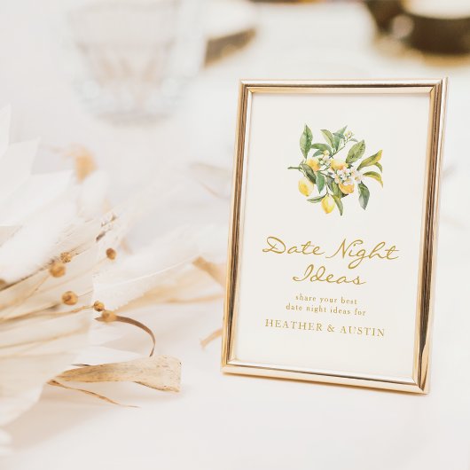 Panneau Fête des mariées de nuit au citron