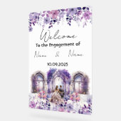 Panneau Fiançailles floral acrylique violet (Angle)