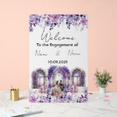 Panneau Fiançailles floral acrylique violet (Mariage)