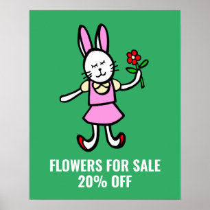 Panneau Fleurs à vendre, affiche de la Saint Valen