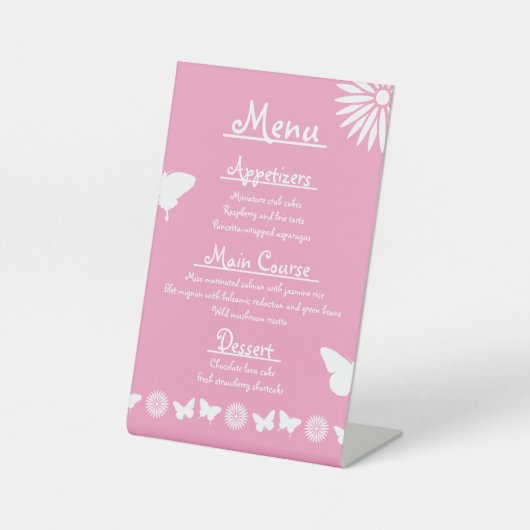 Panneau Fleurs et Papillons en Rose Pâle (Recto)
