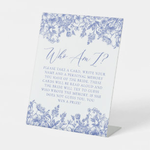 Panneau Floral Bleu Qui Suis-Je Fête des mariées