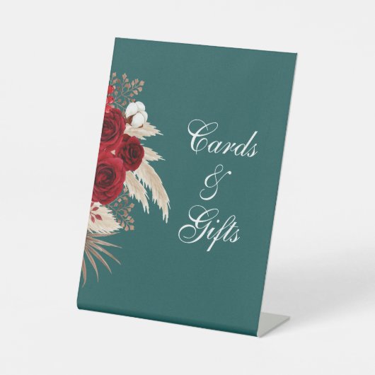 Panneau floral bordeaux sarcelle Cartes et Cadeaux (Recto)